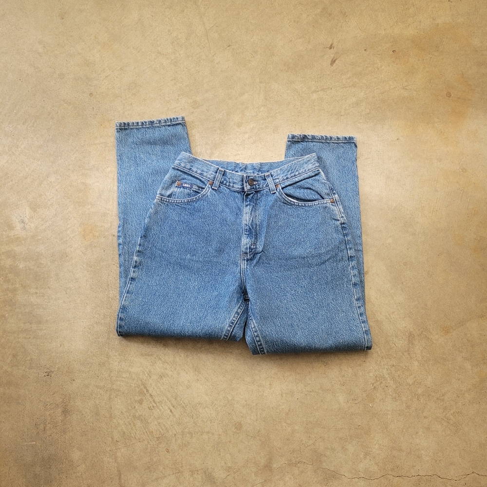 Vintage Lee Blue High Rise Straight Leg Mom Jeans